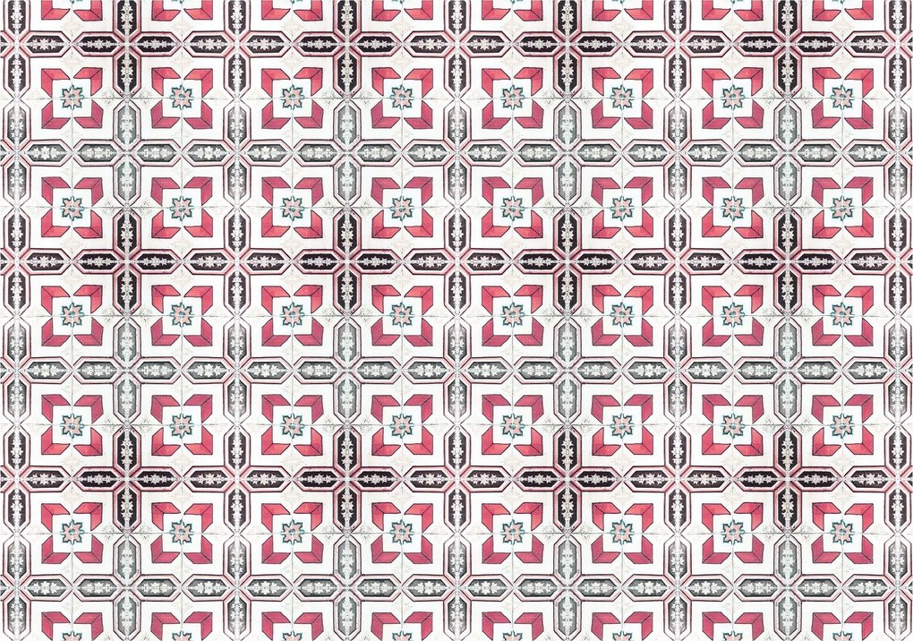 Fotótapéta Geometrikus retro dísz piros-fehér 250x175 +ragasztó