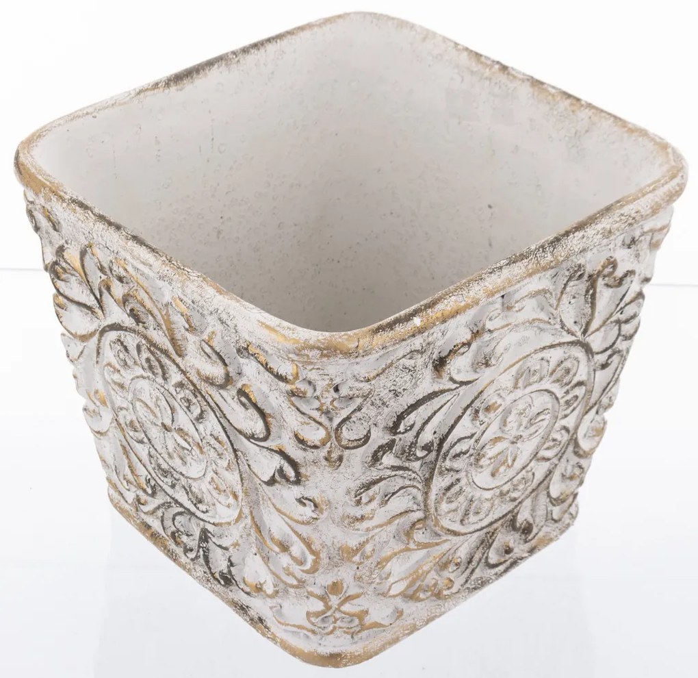 Kaspó cement arany, szürke 15x18,5x18,5 cm