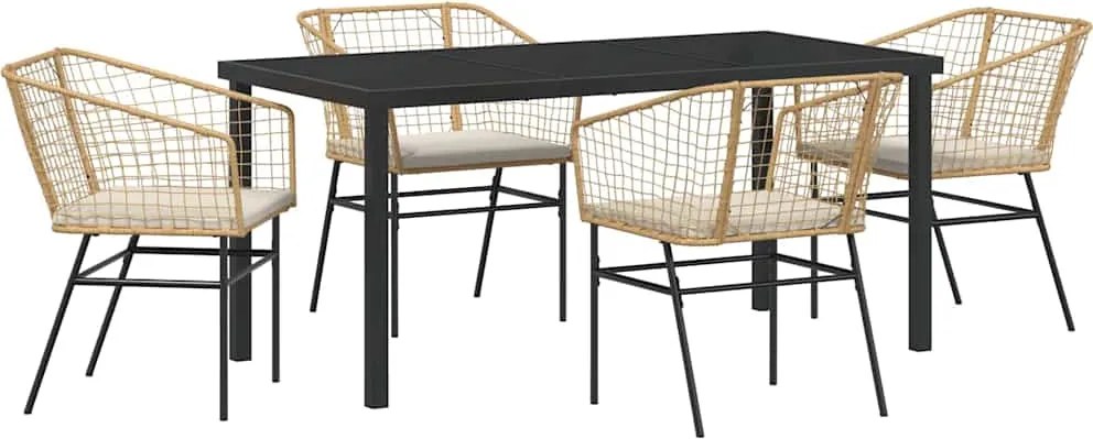 vidaXL Kert étkező szett 5 pcs Barna polirattan