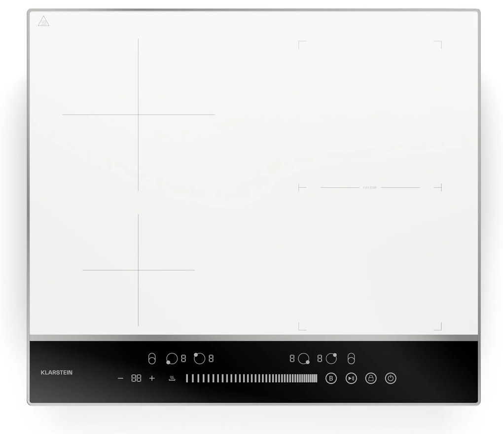 Klarstein DualTone Hybrid indukciós főzőlap, Flex Zone, LED kijelző, Csúszka vezérlés, 7200 W