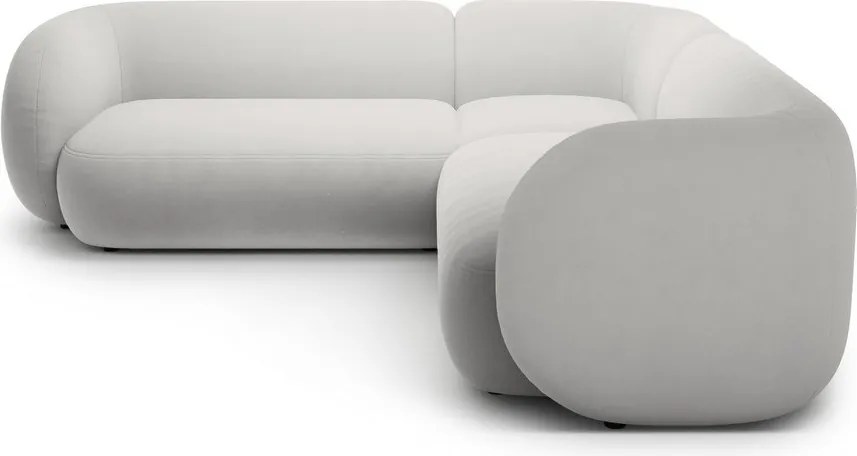 Világosszürke bársony sarokkanapé Kate – Micadoni