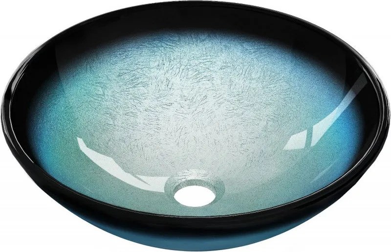 Mexen Mira üveg mosdókagyló munkalapra helyezhető 42 x 42 cm, kék - 24124247