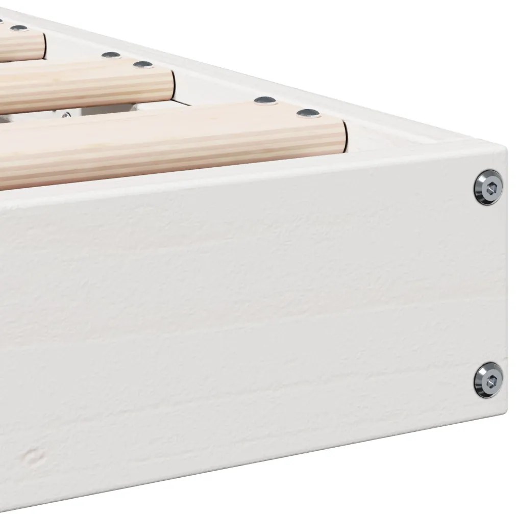 Földi ágykeret Fehér 140 x 210 cm Tömör fenyőfa