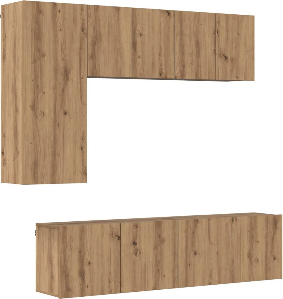 vidaXL TV faliszekrény Falra szerelhető 5 pcs Artisan tölgy Faanyag