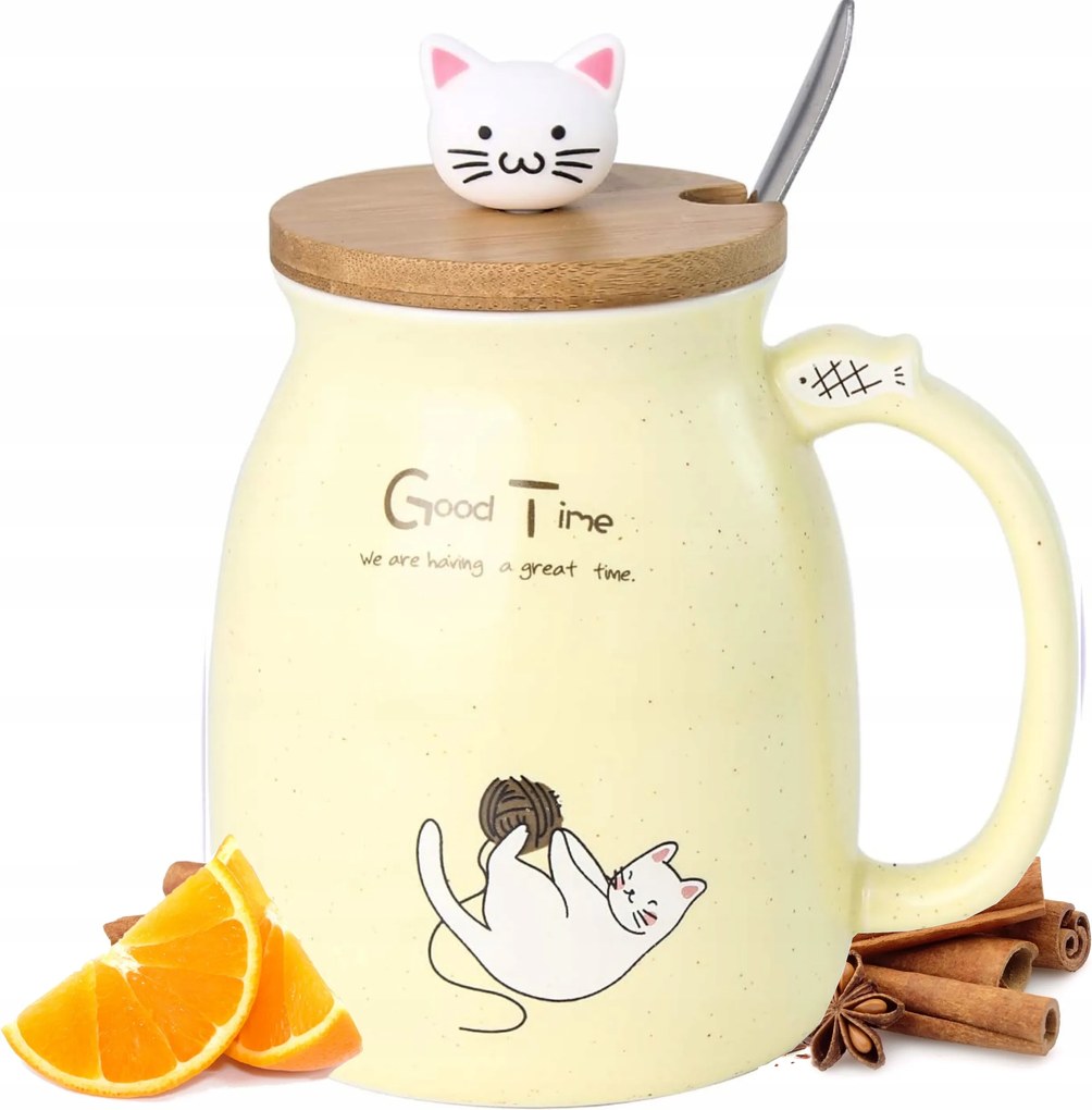 Ajándék Bögre Porcelán Szett Macskával Kávé Tea Kerámia 420ml