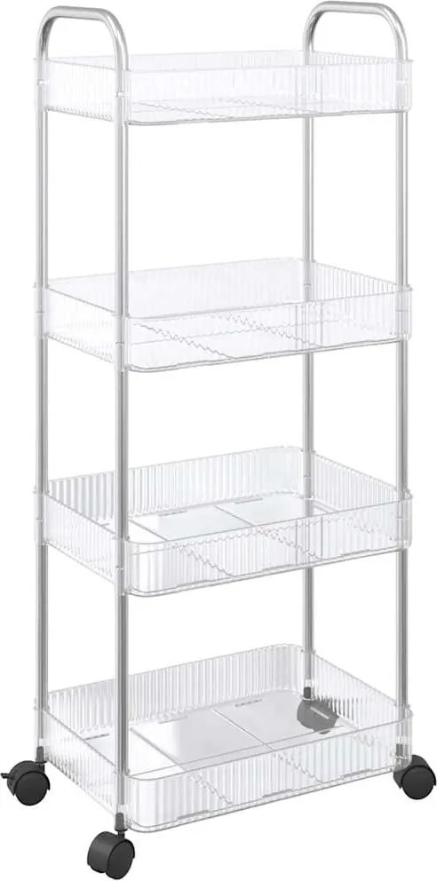 vidaXL tárolókocsi 4 szintes átlátszó 37x28x95 cm akril