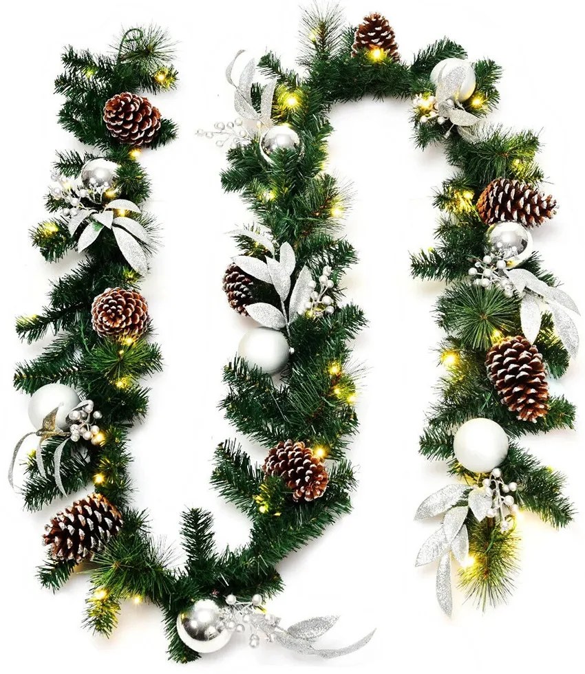 Karácsonyi girland,50 meleg LED-es fénnyel 2,7m