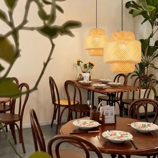 Immax 08267L - Csillár zsinóron HILO 1xE27/40W/230V átm. 38 cm bambusz