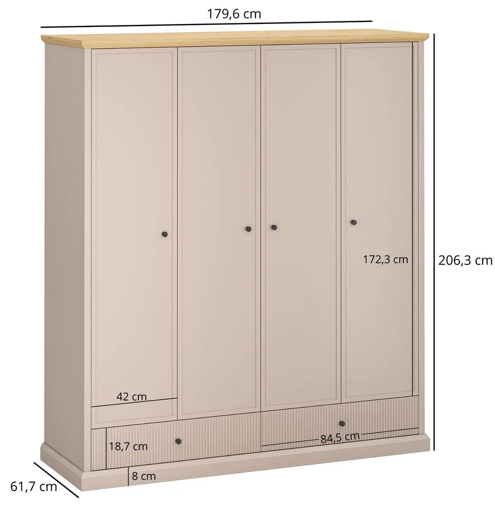 Ruhásszekrény Indices 2 (taupe + kő tölgy) . Akció -17%. 1116874