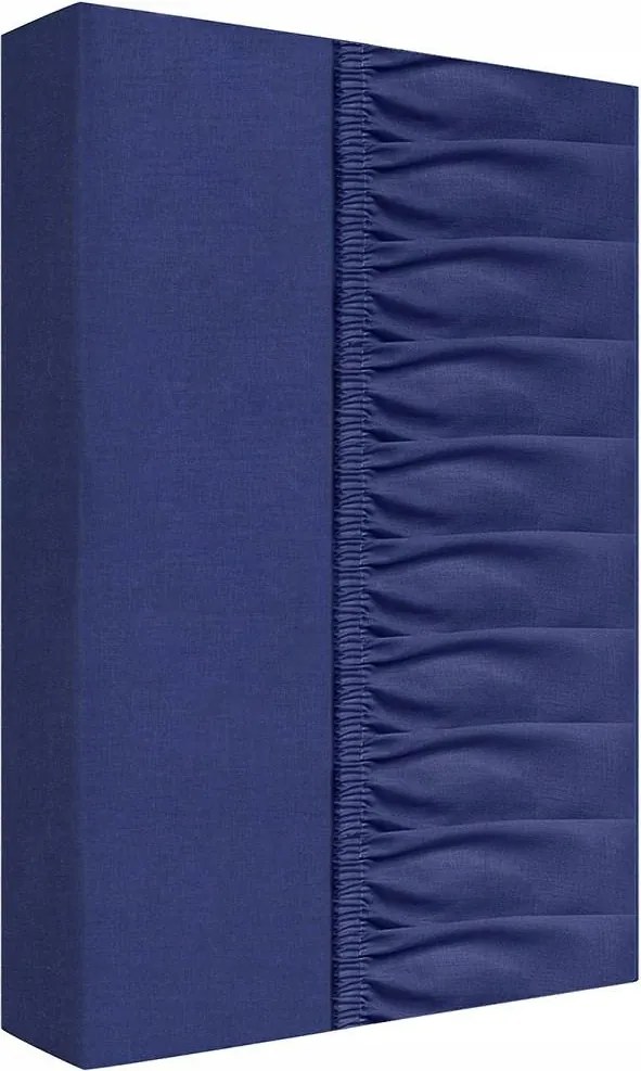 Gumis pamut lepedő 140x200 sötétkék matracra 25 cm-ig