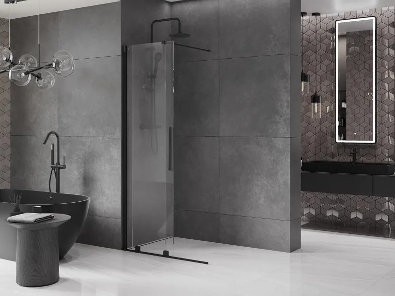 Mexen Velar, nyílásba tolóajtó Walk-In típusú 110 cm, 8 mm átlátszó üveg, fekete matt, 871-110-000-03-70