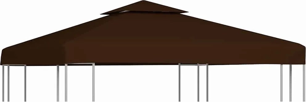 vidaXL barna kétszintes pavilon tetőponyva 310 g/m² 3 x 3 m
