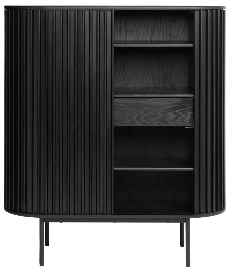 Fekete szekrény tölgyfa dekorral 125x110 cm Siena – Unique Furniture