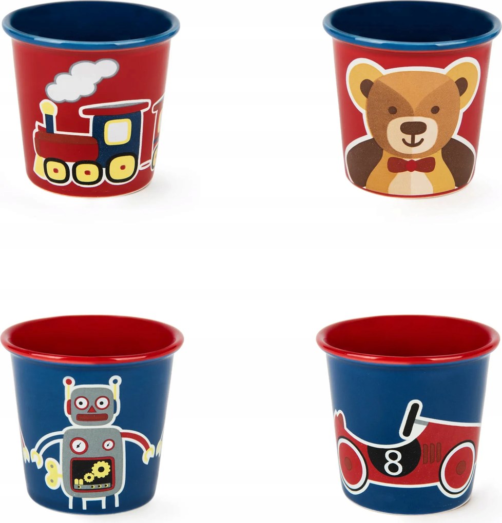 Porcelán bögrék Excelsa Vintage Toys többszínű 4 db 90 ml