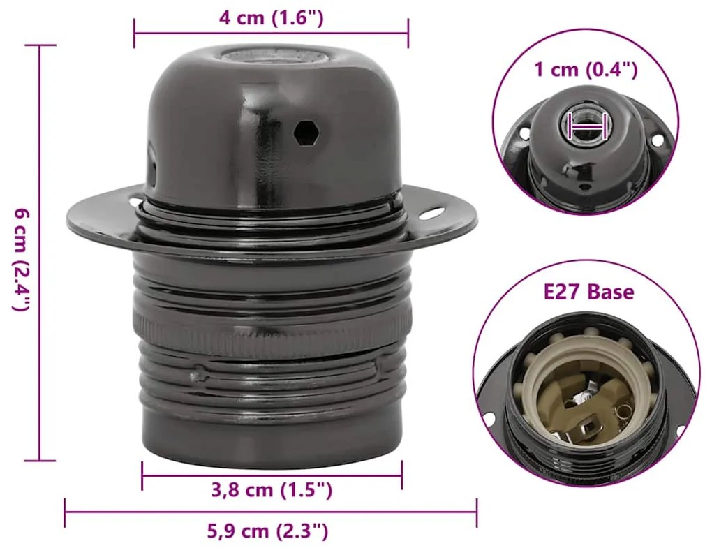 2 db fényes fekete lámpatartók E27