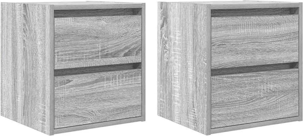 vidaXL 2 db szürke sonoma falra szerelhető éjjeliszekrény 38x34x40 cm
