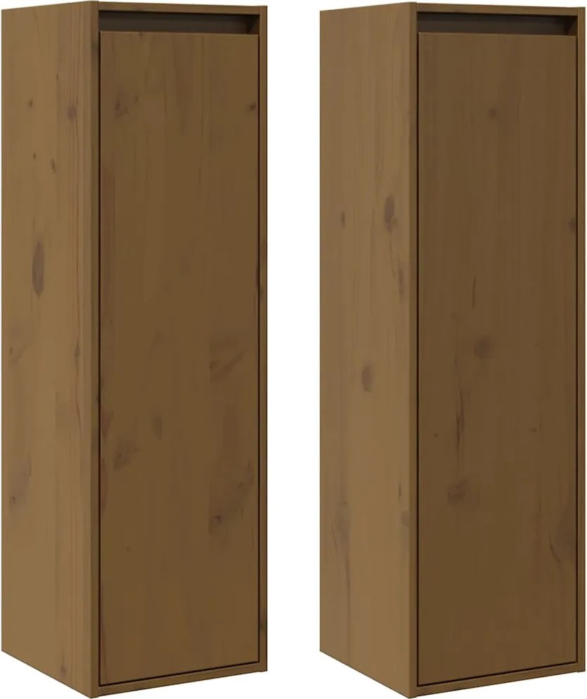 vidaXL 2 db mézbarna tömör fenyőfa faliszekrény 30 x 30 x 100 cm
