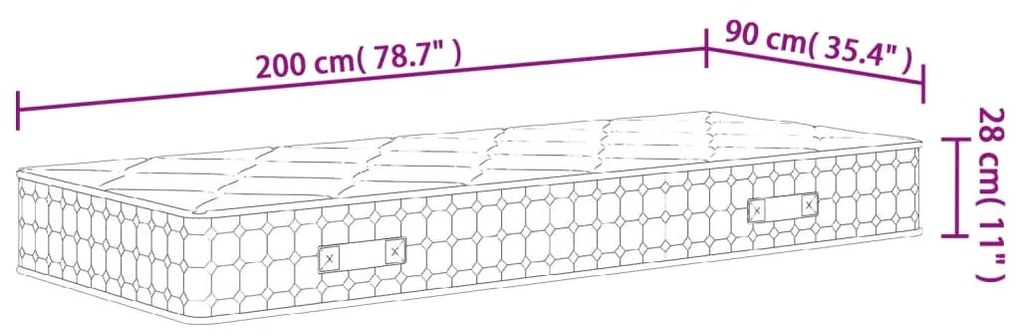 vidaXL közepes zsebrugós matrac 90 x 200 cm