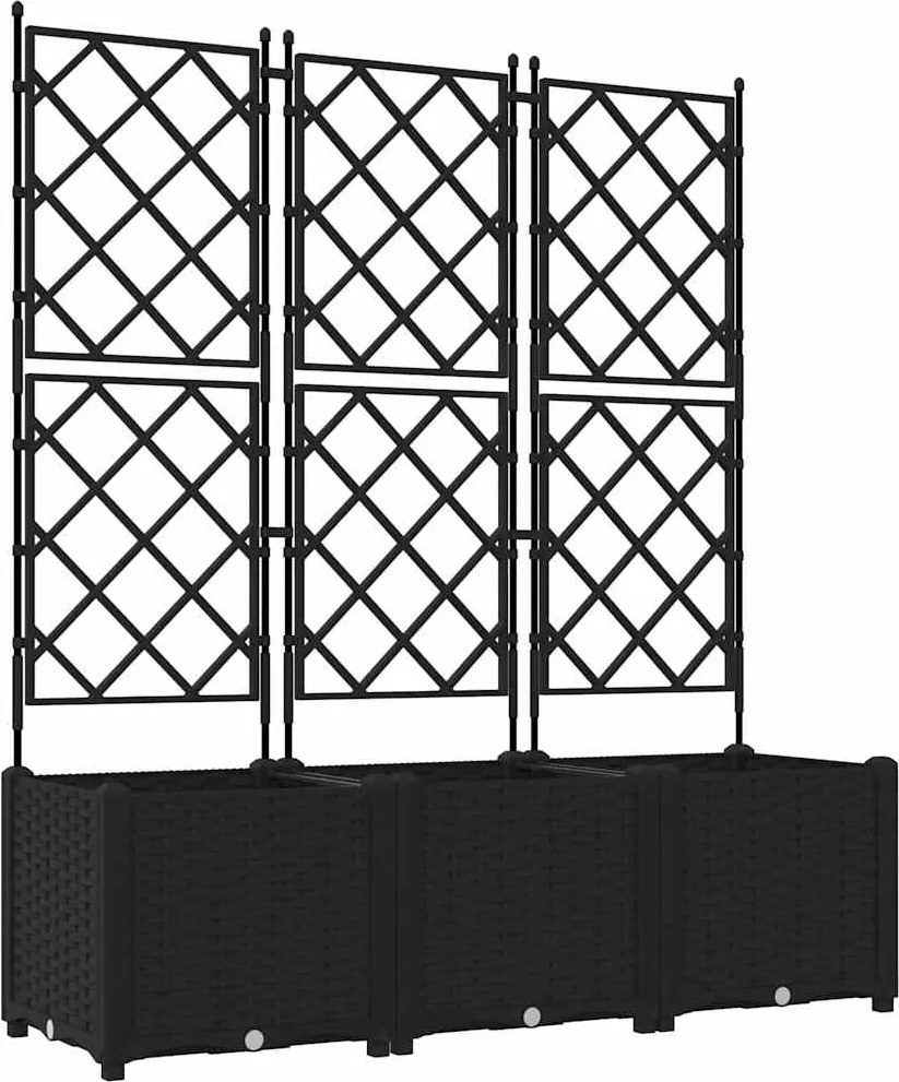 vidaXL Kerti cserép 3 pcs Fekete 120 x 40 x 143 cm Acél