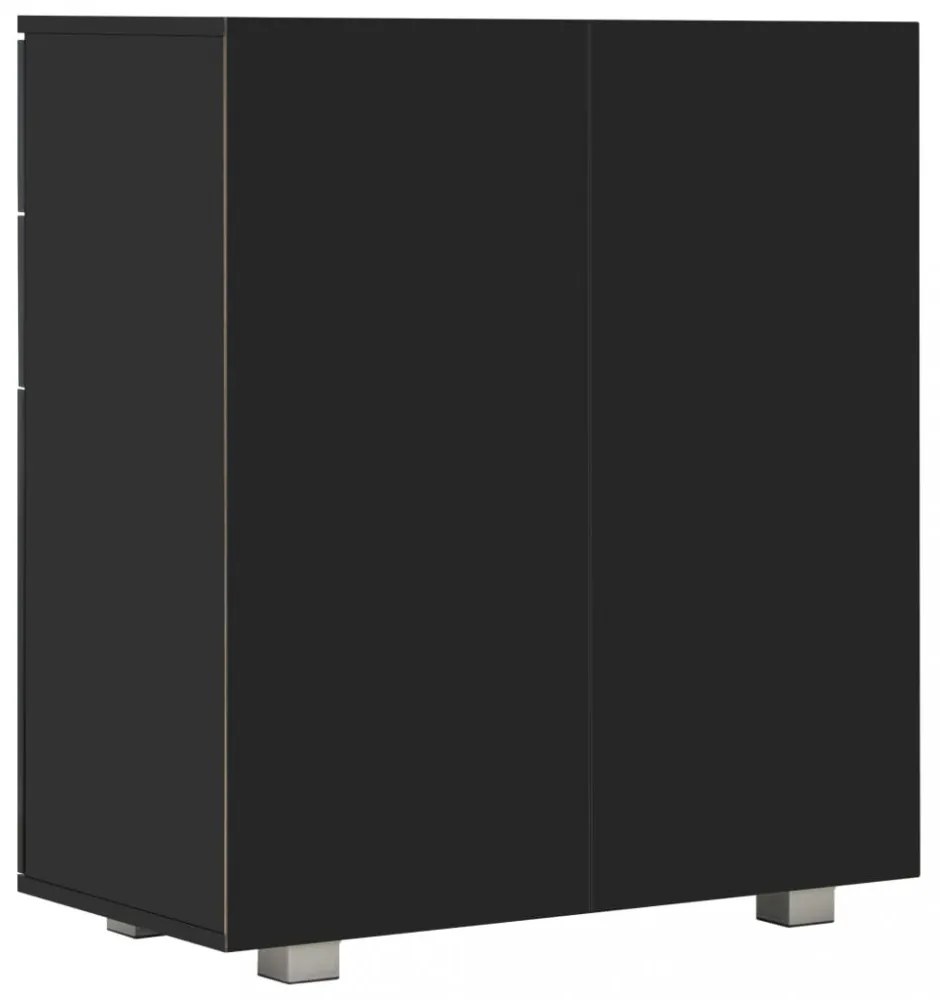 magasfényű fekete szerelt fa tálalószekrény 71x35x80 cm