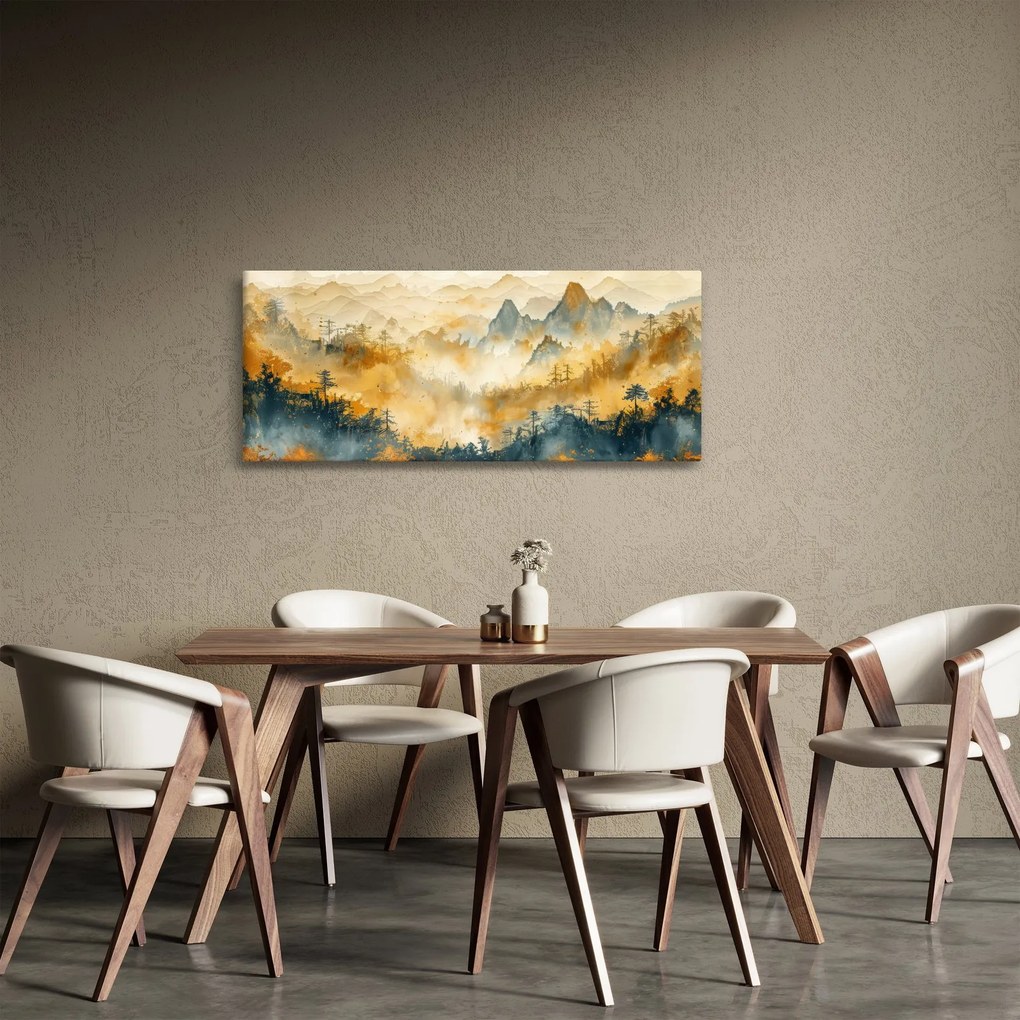 Kép - Hegyek, akvarell (120x50 cm)