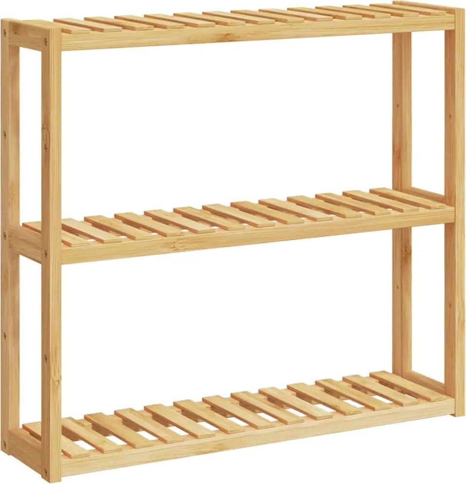 vidaXL bambusz 3 szintes falra szerelhető fürdőszobapolc 60x15x54 cm