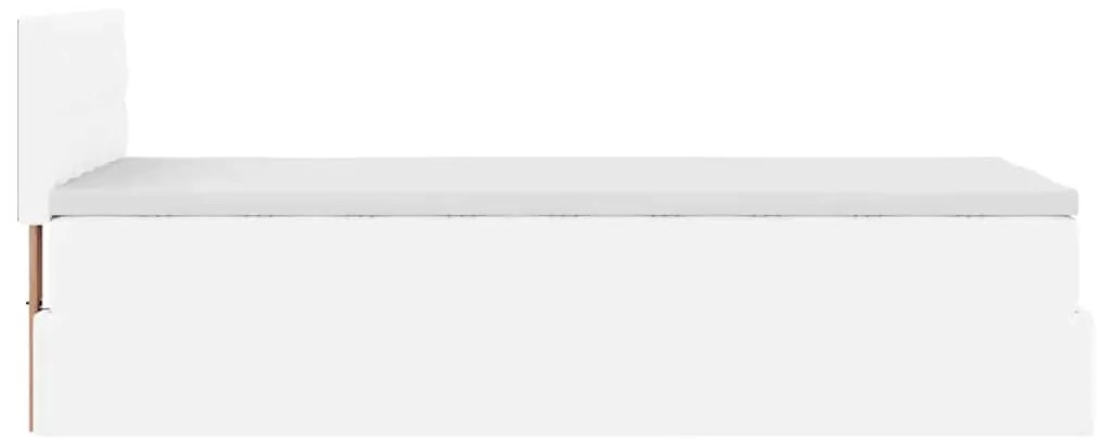 fehér műbőr ottomán ágy matraccal 100x200cm