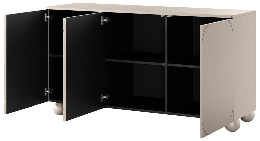 Sonatia II háromajtós komód 150 cm gömb lábakkal - kasmír