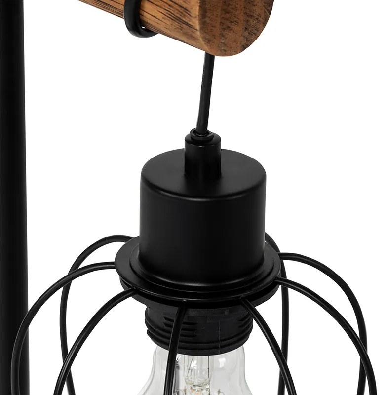 Rusztikus asztali lámpa fekete fával - Stronk