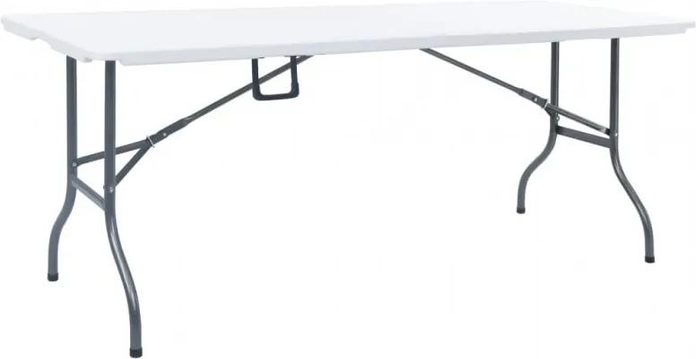 Fehér HDPE összecsukható kerti asztal 180 x 72 x 72 cm