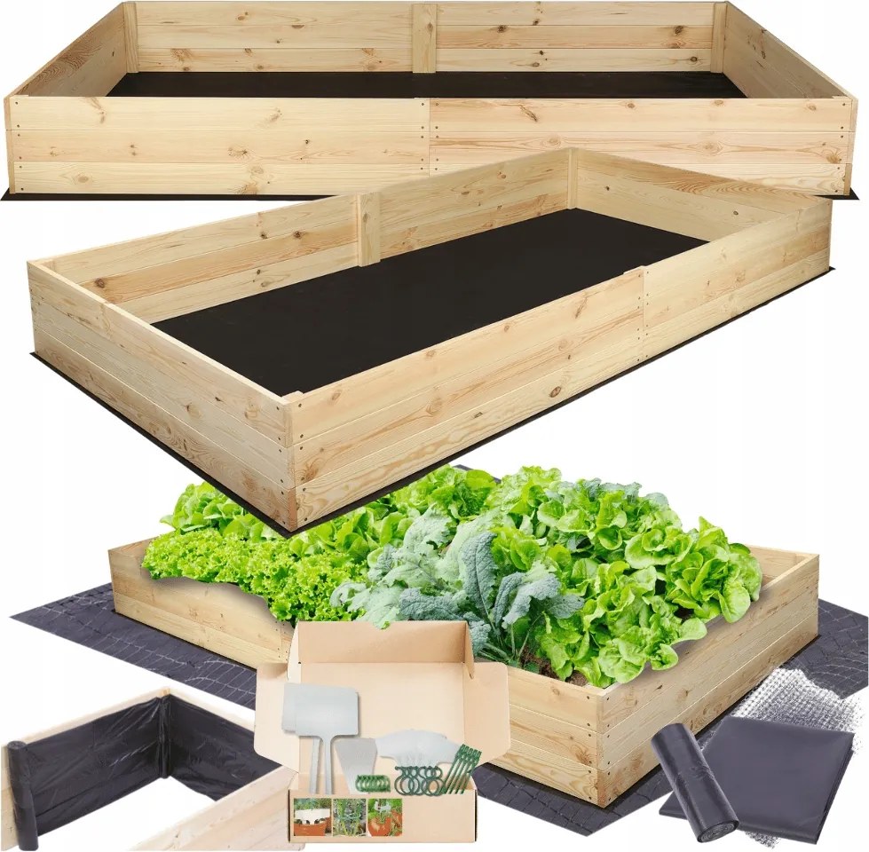 Fa virágtartó zöldséges ágyás magasított láda 27x240x90