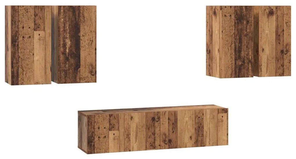 TV szekrény garnitúra 6 pcs Régi fa 60 x 30 x 30 cm Faanyag