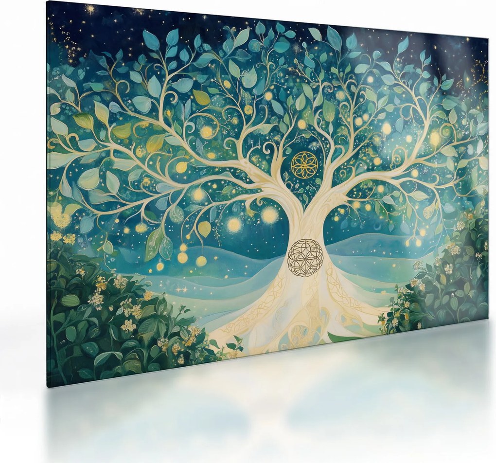 Üveg kép – Mágikus fa spirálokkal (70x50 cm)