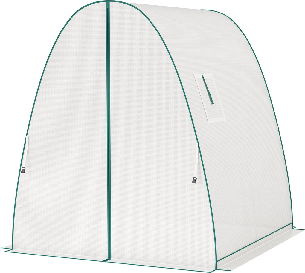 Outsunny Üvegház Roll-up Ajtóval, 2 Ablakkal, Télálló Műanyag Üvegház Acélból, Üvegház Erkélyre, Kertbe, Paradicsomház 180 x 180 x 200 cm, Paradicsom