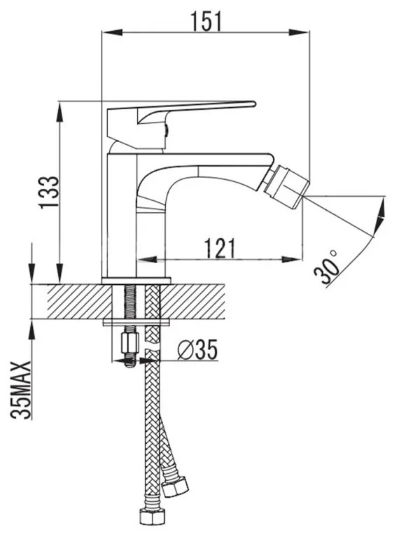 Asti bidé csaptelep, egykaros