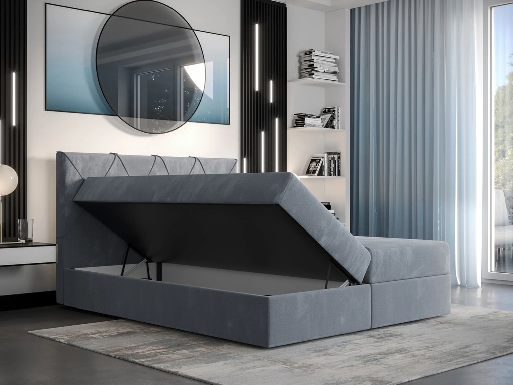 Franciaágy  Boxspring 180 cm Athena (bordó) (matraccal és tárolóhellyel). 1046374