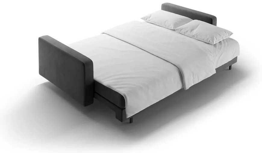 Sötétszürke bársony kinyitható tárolóhelyes kanapé 222 cm Bali – Cosmopolitan Design