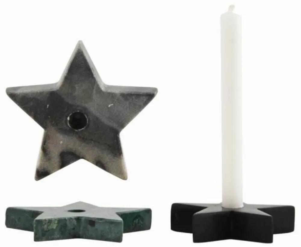 Gyertyatartó csillag, fekete/zöld/Szürke márvány