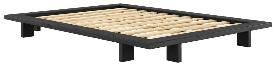 Fekete franciaágy fenyőfából, 140x200 cm-es ráccsal Japan - Karup Design