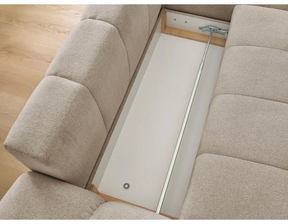 Szürkésbarna zsenília kinyitható-tárolóhelyes sarokkanapé (jobb oldali-heverő résszel) Everest – Bobochic Paris