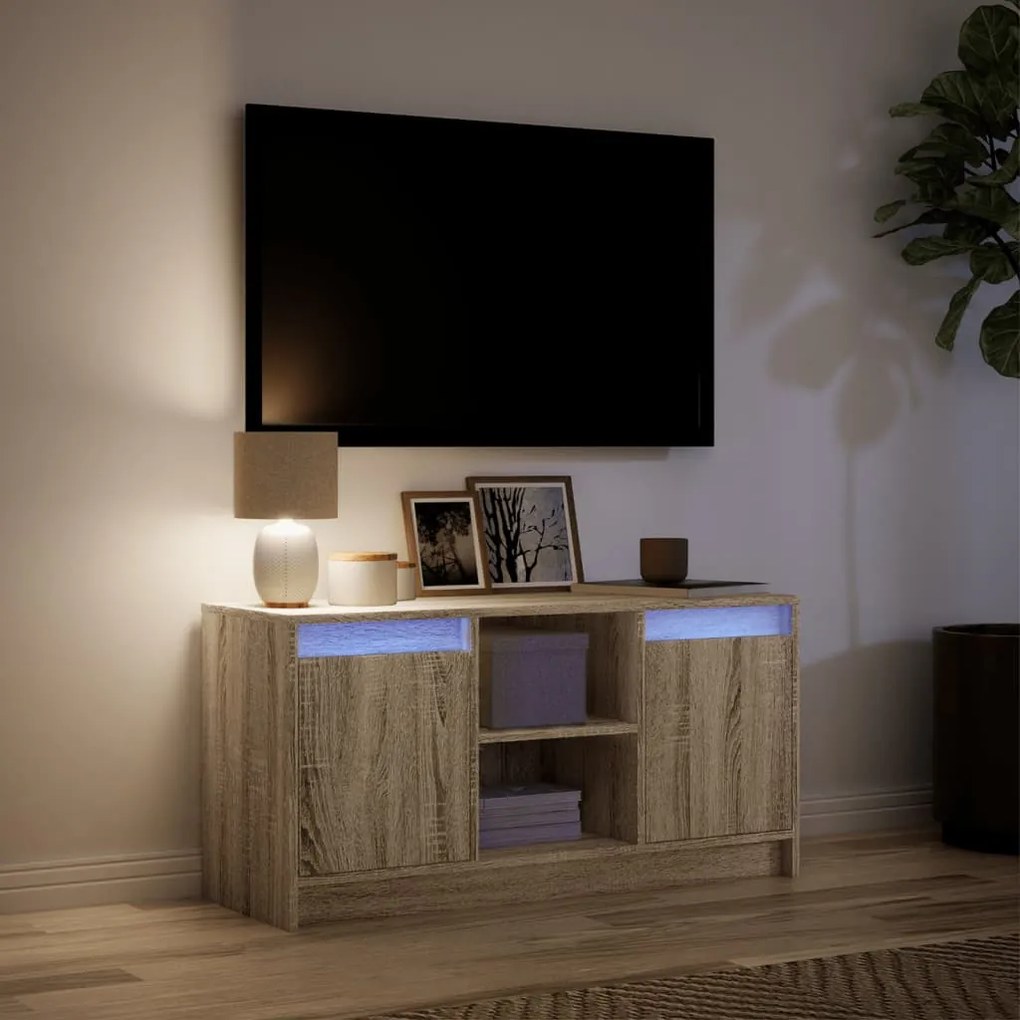 sonoma tölgy színű szerelt fa LED-es TV-szekrény 100x34x50 cm