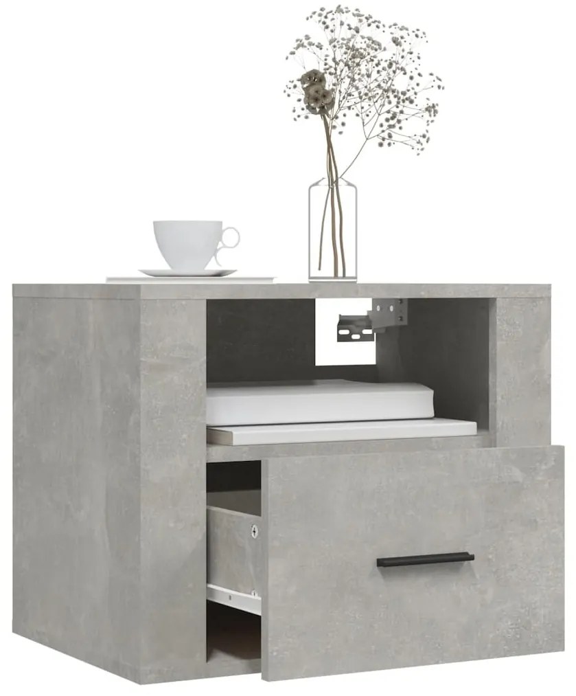 2 db betonszürke falra szerelhető éjjeliszekrény 50x36x40 cm