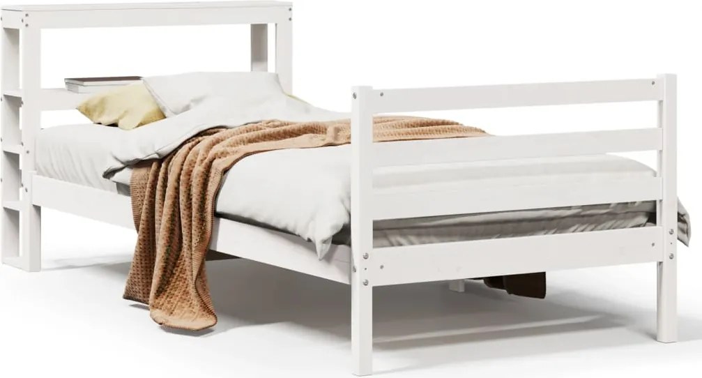 vidaXL fehér tömör fenyőfa ágy matrac nélkül 75 x 190 cm