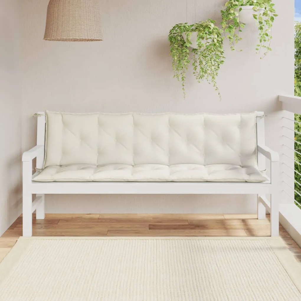 2 db melange krémszínű szövet kerti padpárna 180 x 50 x 7 cm