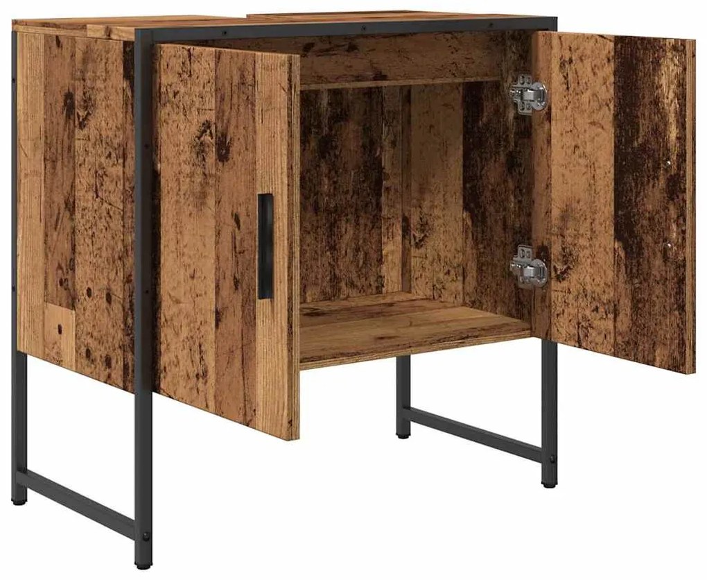 antik fa színű szerelt fa fürdőszobai mosdószekrény 60x33x60 cm