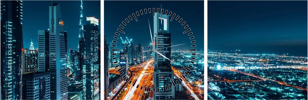 Kép - Dubai éjszaka (órával) (90x30 cm)