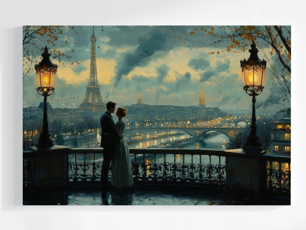 Poszter Párizs Eiffel-torony Pár Romantikus Este 120x80