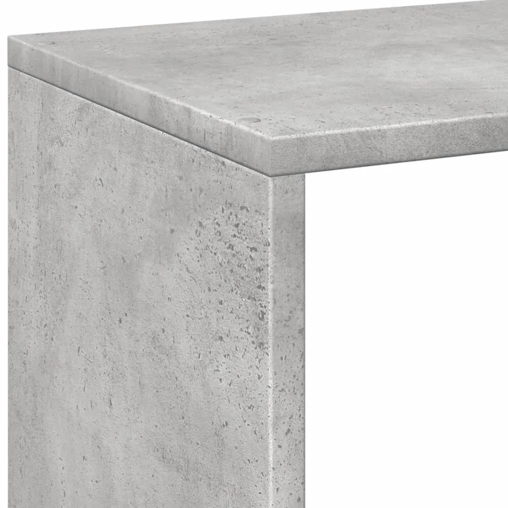 betonszürke szerelt fa elválasztó könyvespolc 102x29x103,5 cm