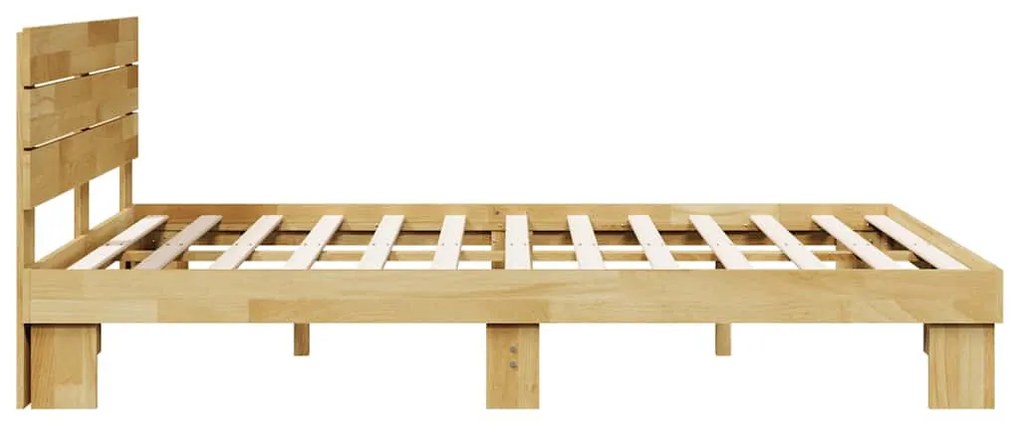 ágykeret fejtámlával matrac nélkül 135x190 cm tömör fa tölgyfa