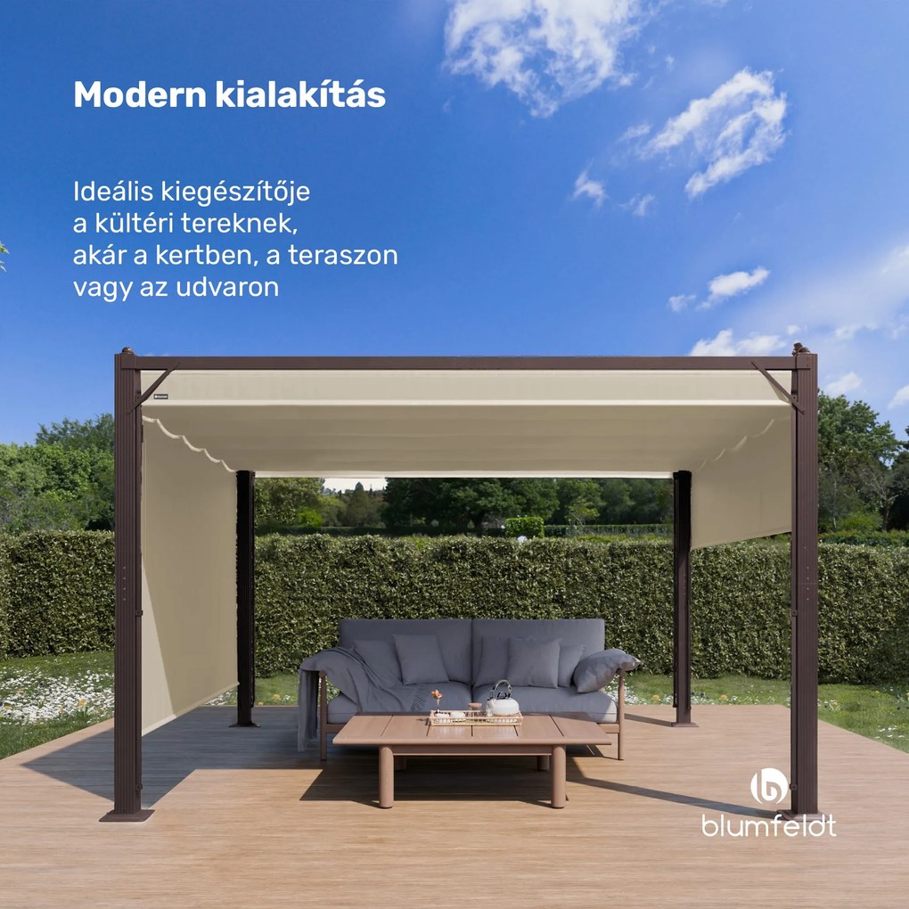 Blumfeldt Pantheon Cortina pavilon 3x4 m, időjárásálló, alumínium, porfestett, redőnyök